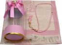 Prayer Rug & Tasbeeh with transparent round box - سجادة صلاة وسبحة مع علبة دائري شفاف
