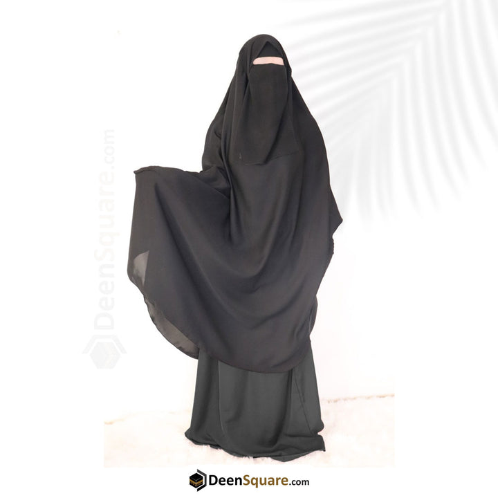 3 Piece Jilbab (Lace/zip sleeves) - Khimar with Skirt and Niqab