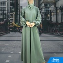 Classic Pleated Sleeve Abaya - Green