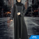 Elegant Embroidered Open Abaya With Beads Abaya - Black