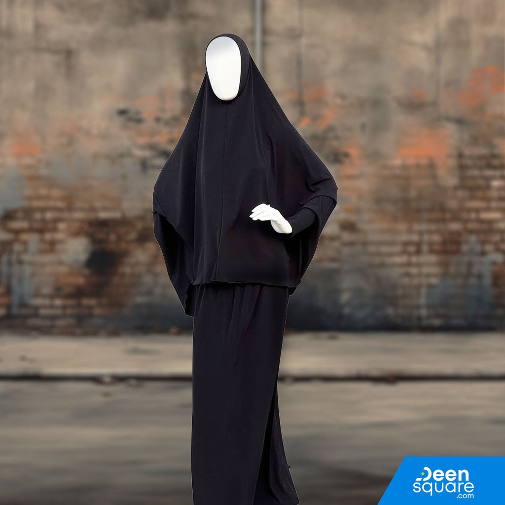 Two piece Premium Prayer Dress for Hajj and Umrah - Black Color (فستان صلاة فاخر من قطعتين للحج والعمرة)
