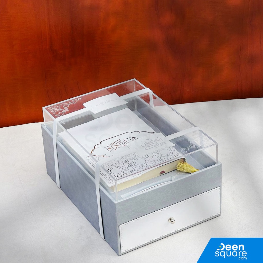 Premium Islamic Gift Set - Leather Box with Drawer (مجموعة هدايا إسلامية فاخرة - صندوق من الجلد مع درج)