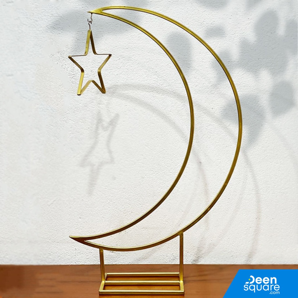 Moon and Star Stand for Ramadan Decoration - Moon Shape | حامل القمر والنجمة لزينة رمضان