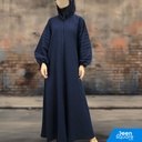 Classic Pleated Sleeve Abaya - Navy Blue