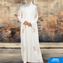 Classic Handwork Embroidered Abaya - White