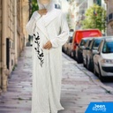 Elegant Coat Handwork Abaya - White