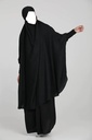 3 Piece Jilbab (Elasticated Sleeves) - Khimar with Skirt and Niqab - Black