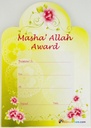 Mashallah flower Award Certificate 10 pack